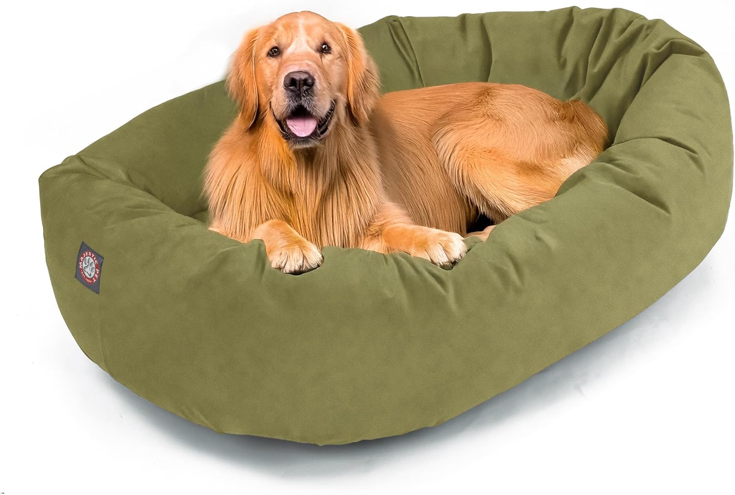 Majestic Pet 52 Inch Suede Calming Dog Bed Washable 52x35x11 (Inch) – Cozy Soft Round Donut Dog Bed with Spine Support for Dogs to Rest Their Head - Pet Bed X- Large – Sage