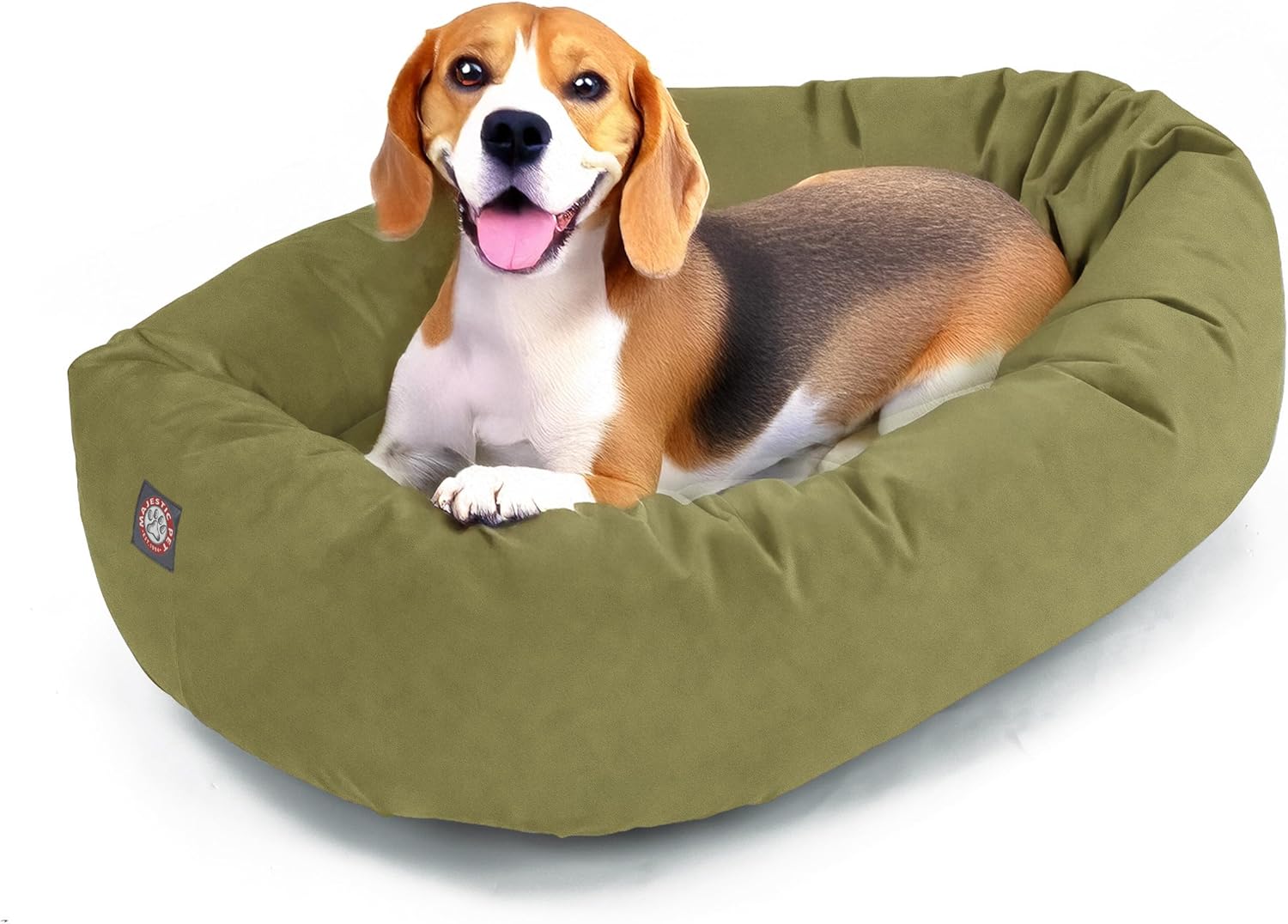 Majestic Pet 52 Inch Suede Calming Dog Bed Washable 52x35x11 (Inch) – Cozy Soft Round Donut Dog Bed with Spine Support for Dogs to Rest Their Head - Pet Bed X- Large – Sage