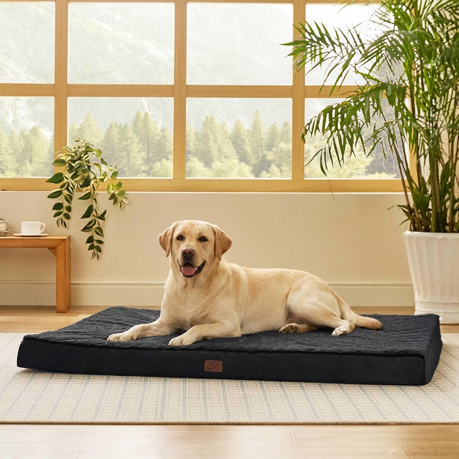 Bedsure Dog Beds Large Sized Dog - Comfy Flat Pet Beds with Removable Washable Cover, Orthopedic Egg Crate Foam Puppy Mat, Suitable for Pet Up to 65 lbs