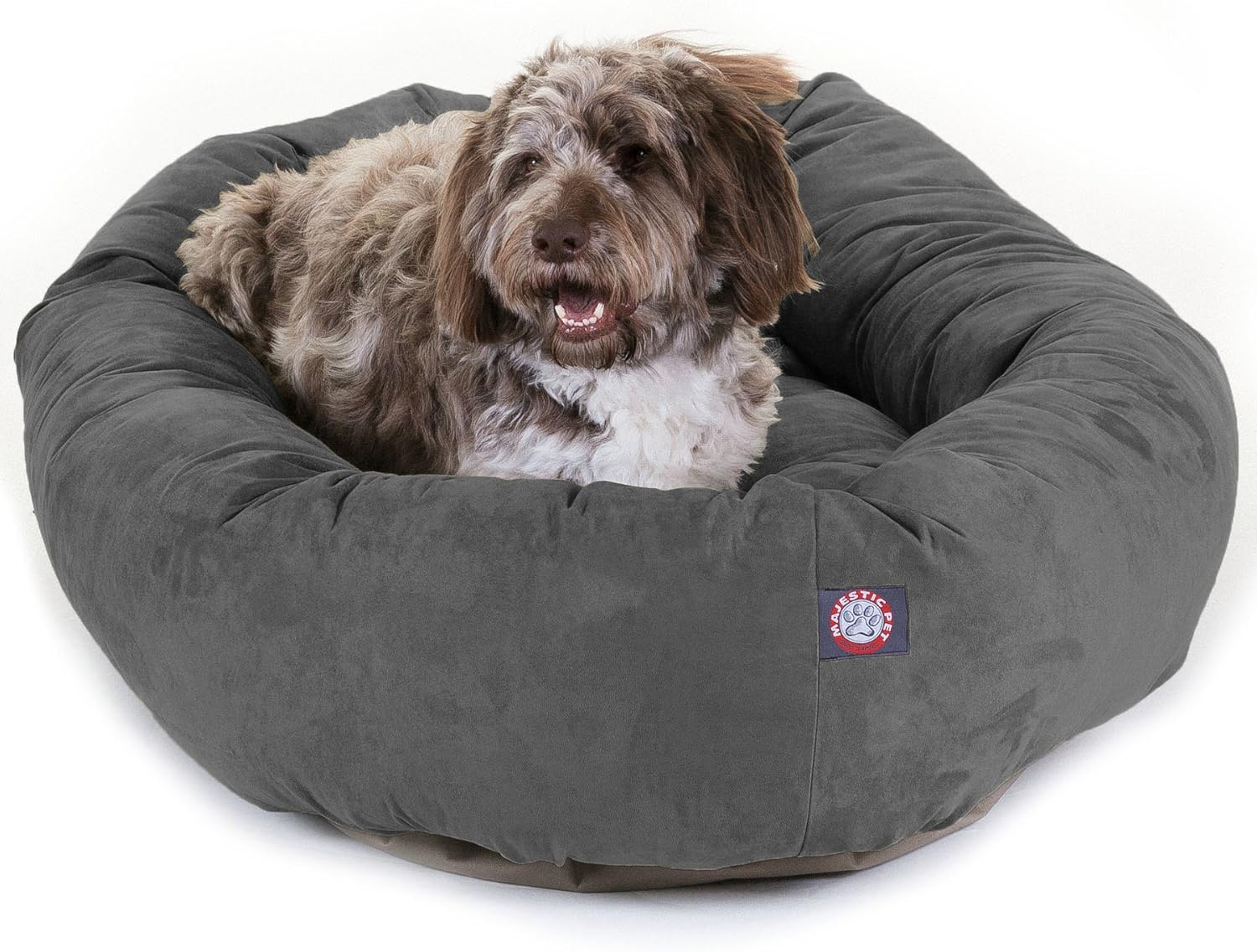 Majestic Pet 52 Inch Suede Calming Dog Bed Washable 52x35x11 (Inch) – Cozy Soft Round Donut Dog Bed with Spine Support for Dogs to Rest Their Head - Pet Bed X- Large – Sage