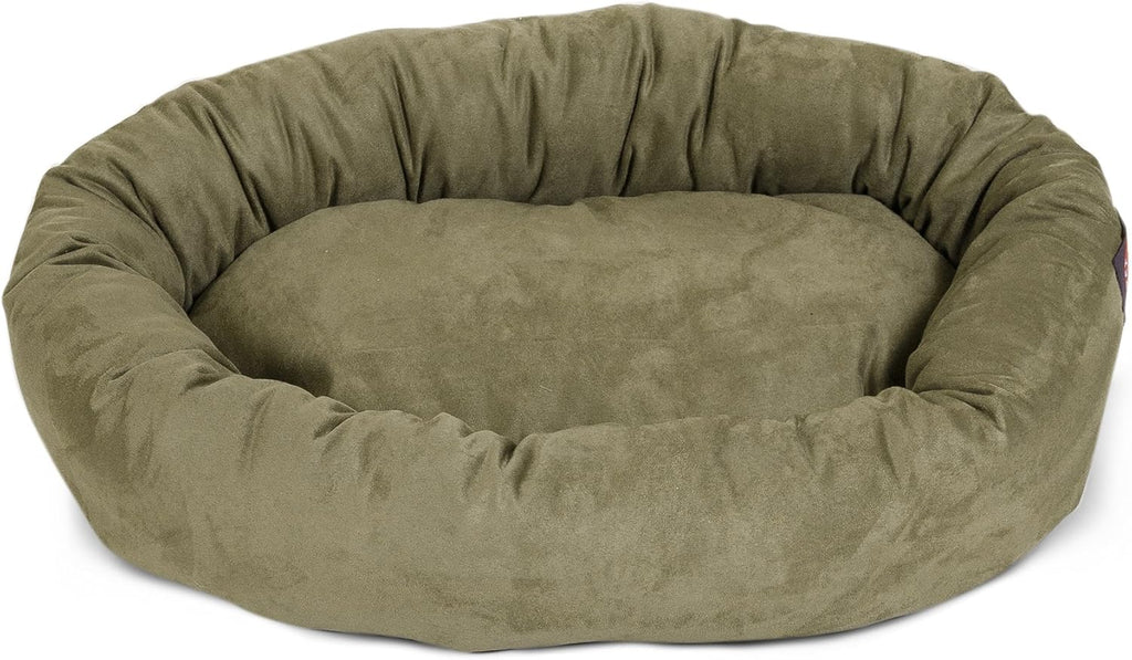 Majestic Pet 52 Inch Suede Calming Dog Bed Washable 52x35x11 (Inch) – Cozy Soft Round Donut Dog Bed with Spine Support for Dogs to Rest Their Head - Pet Bed X- Large – Sage