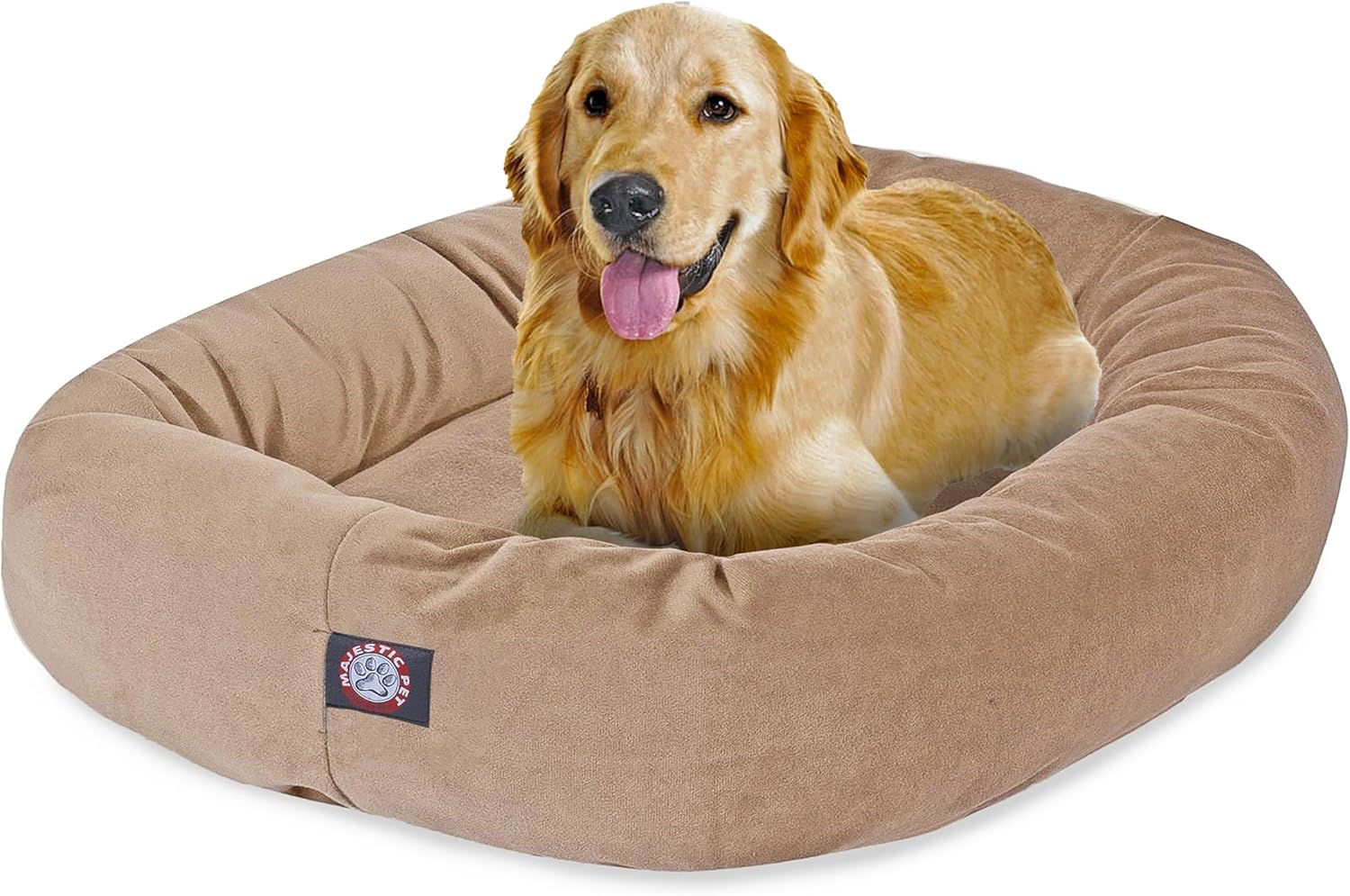 Majestic Pet 52 Inch Suede Calming Dog Bed Washable 52x35x11 (Inch) – Cozy Soft Round Donut Dog Bed with Spine Support for Dogs to Rest Their Head - Pet Bed X- Large – Sage