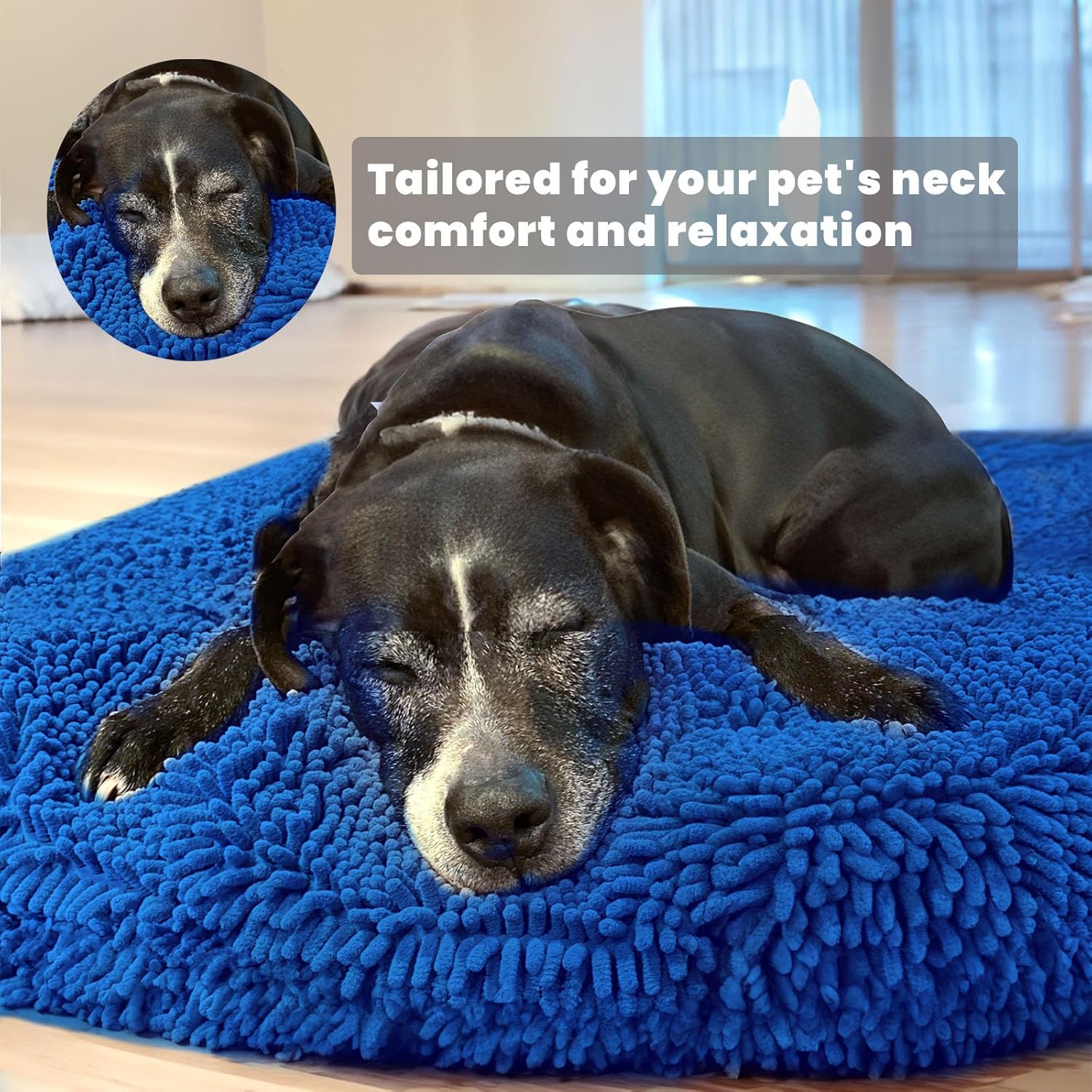 Muddy Mat®Cloud K-9 Bed for Dogs & Cats, Soft & Relaxing Donut Dog Bed, Chenille Material, Removable Cover, Washable & Dryer Safe–Navy Blue Medium(35'x35')