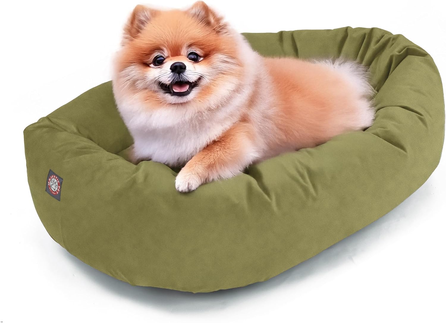 Majestic Pet 52 Inch Suede Calming Dog Bed Washable 52x35x11 (Inch) – Cozy Soft Round Donut Dog Bed with Spine Support for Dogs to Rest Their Head - Pet Bed X- Large – Sage