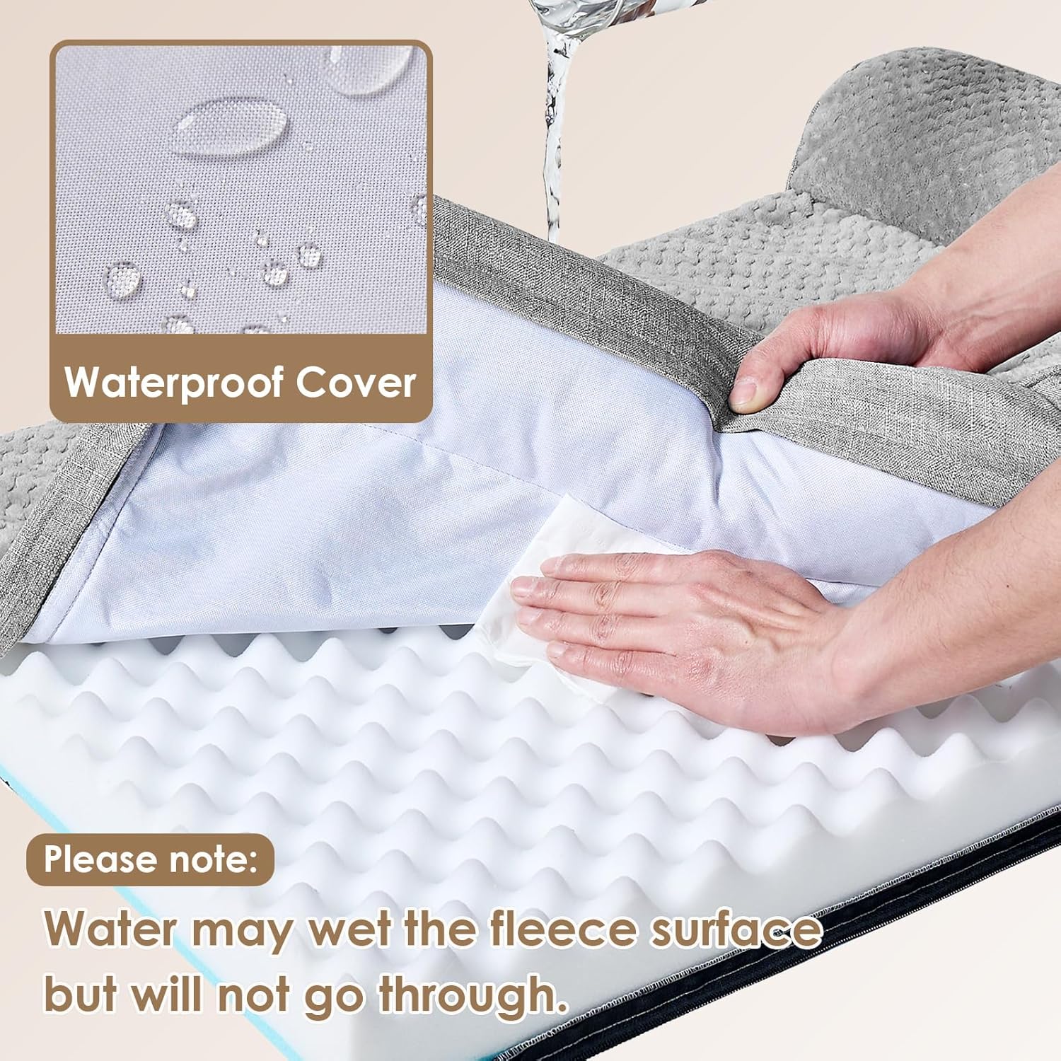 EHEYCIGA Orthopedic Dog Bed Medium Size Dogs, Memory Foam Dog Bed with Washable Removable Cover, Waterproof Pet Sofa Couch for Crate with Nonskid Bottom, 30x20x6, Grey