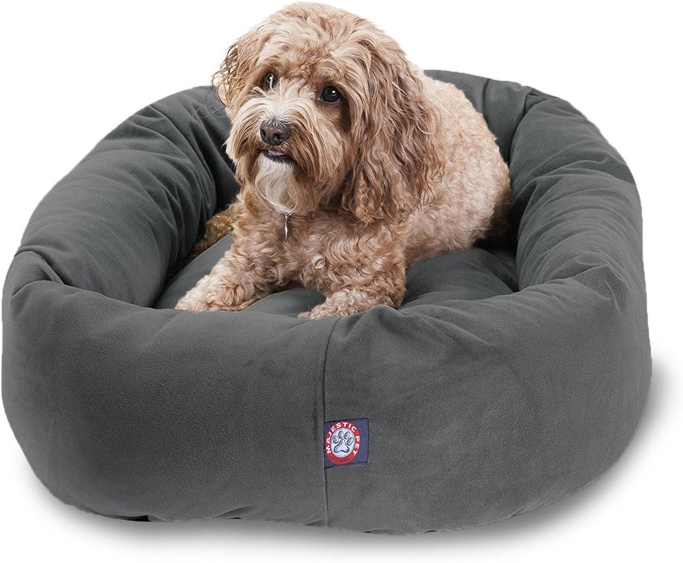 Majestic Pet 52 Inch Suede Calming Dog Bed Washable 52x35x11 (Inch) – Cozy Soft Round Donut Dog Bed with Spine Support for Dogs to Rest Their Head - Pet Bed X- Large – Sage