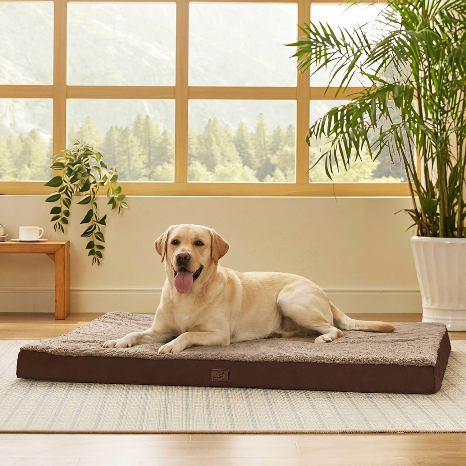 Bedsure Dog Beds Large Sized Dog - Comfy Flat Pet Beds with Removable Washable Cover, Orthopedic Egg Crate Foam Puppy Mat, Suitable for Pet Up to 65 lbs