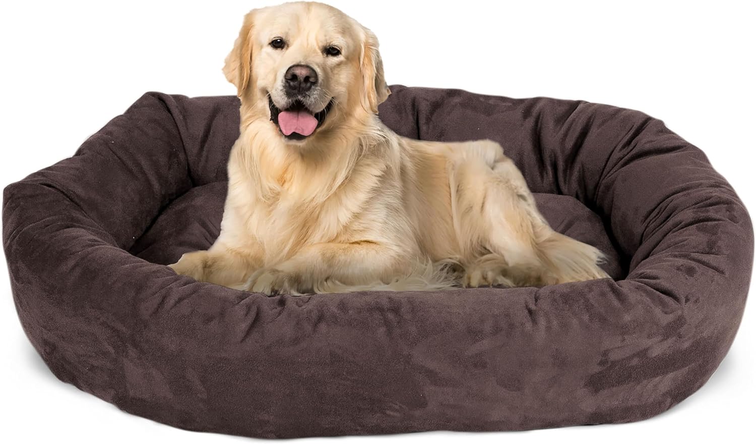 Majestic Pet 52 Inch Suede Calming Dog Bed Washable 52x35x11 (Inch) – Cozy Soft Round Donut Dog Bed with Spine Support for Dogs to Rest Their Head - Pet Bed X- Large – Sage