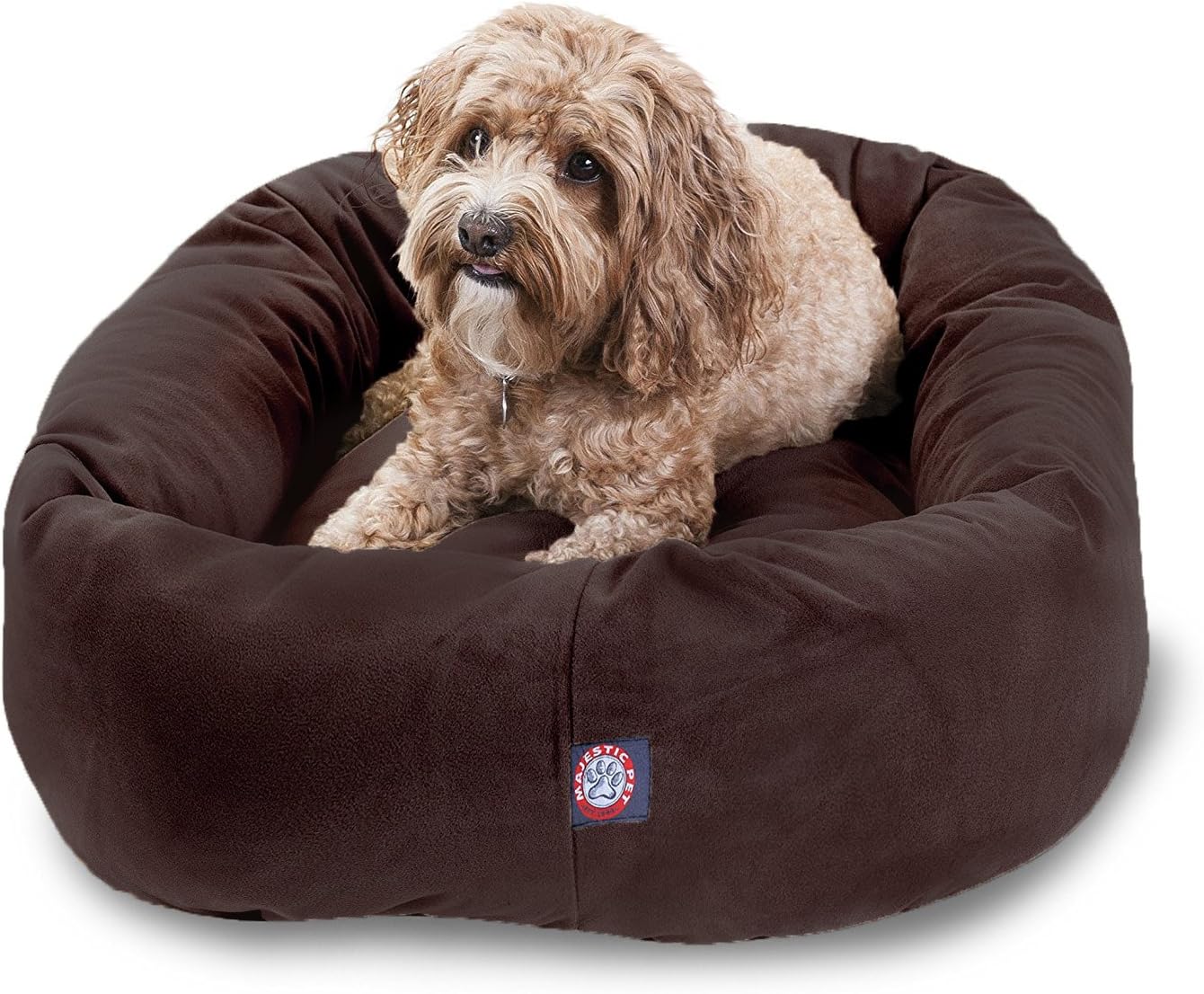 Majestic Pet 52 Inch Suede Calming Dog Bed Washable 52x35x11 (Inch) – Cozy Soft Round Donut Dog Bed with Spine Support for Dogs to Rest Their Head - Pet Bed X- Large – Sage