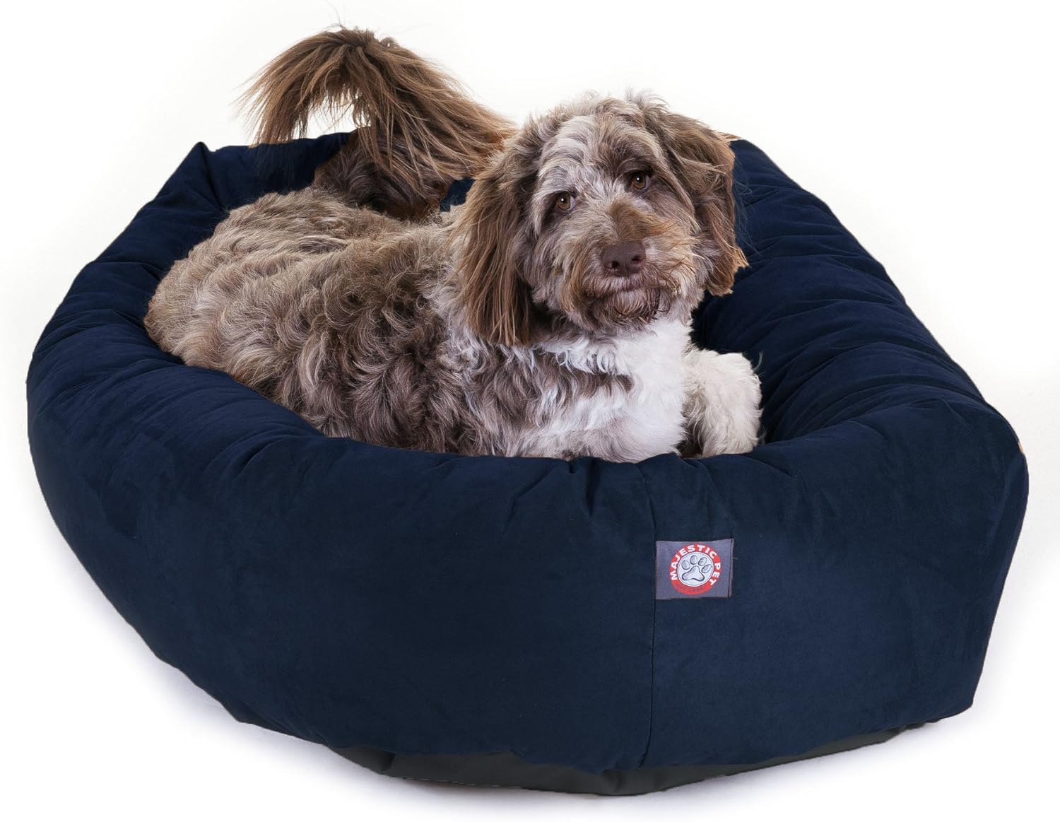 Majestic Pet 52 Inch Suede Calming Dog Bed Washable 52x35x11 (Inch) – Cozy Soft Round Donut Dog Bed with Spine Support for Dogs to Rest Their Head - Pet Bed X- Large – Sage