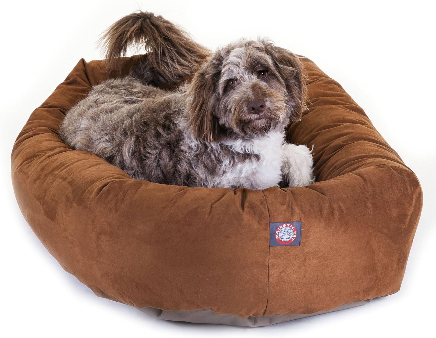 Majestic Pet 52 Inch Suede Calming Dog Bed Washable 52x35x11 (Inch) – Cozy Soft Round Donut Dog Bed with Spine Support for Dogs to Rest Their Head - Pet Bed X- Large – Sage