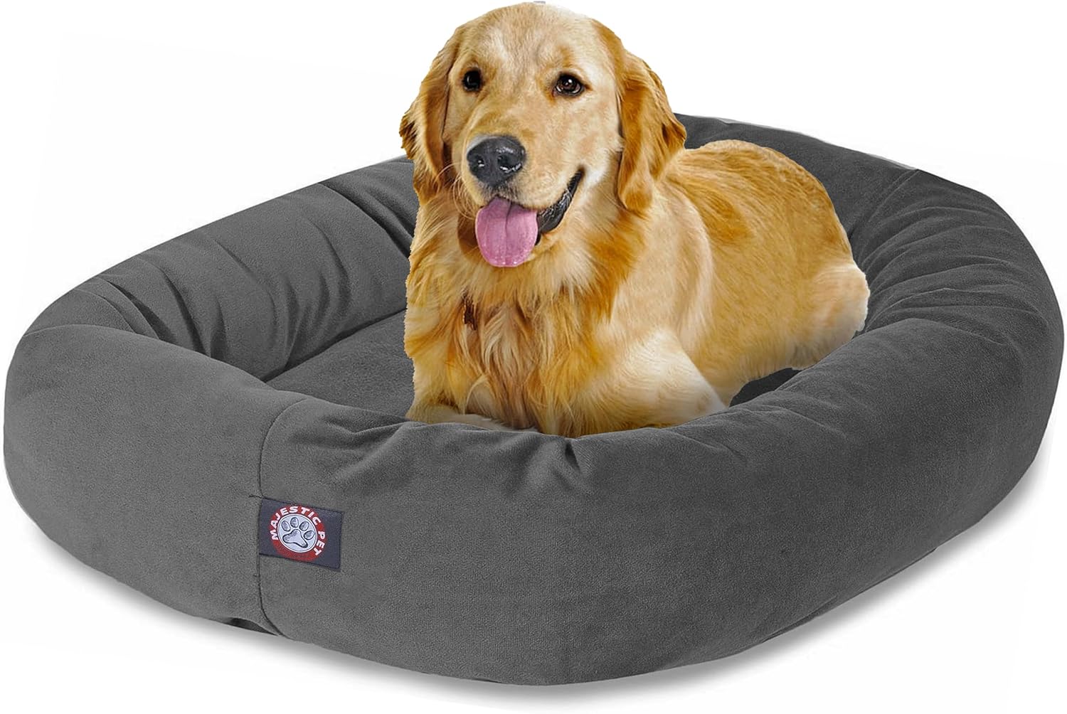 Majestic Pet 52 Inch Suede Calming Dog Bed Washable 52x35x11 (Inch) – Cozy Soft Round Donut Dog Bed with Spine Support for Dogs to Rest Their Head - Pet Bed X- Large – Sage
