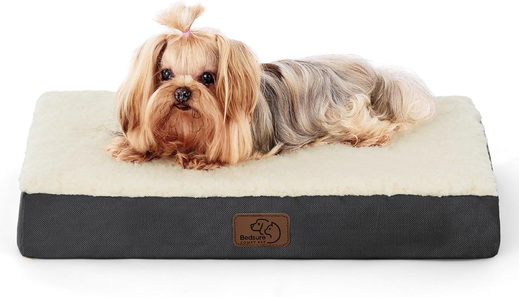 Bedsure Dog Beds Large Sized Dog - Comfy Flat Pet Beds with Removable Washable Cover, Orthopedic Egg Crate Foam Puppy Mat, Suitable for Pet Up to 65 lbs