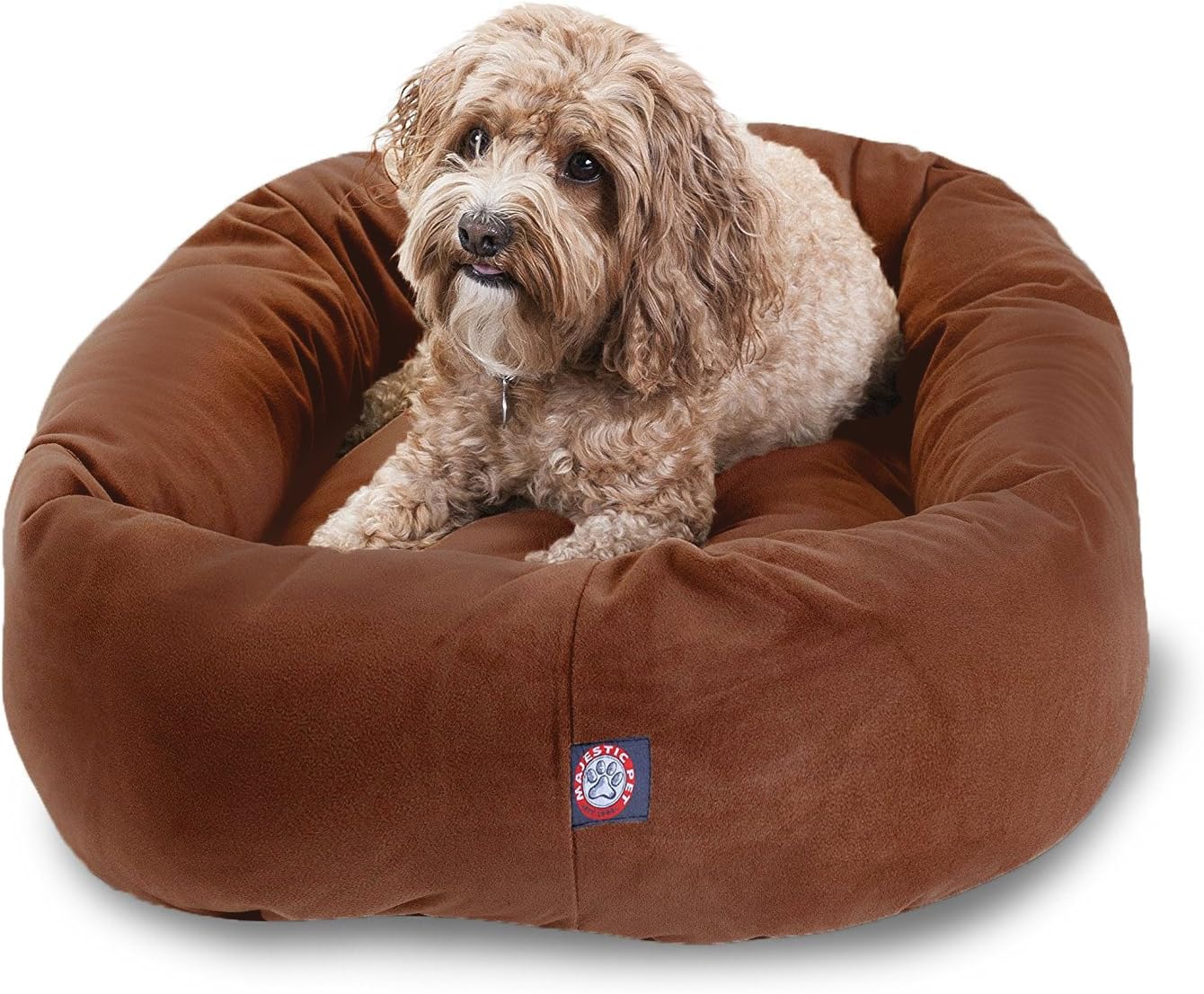 Majestic Pet 52 Inch Suede Calming Dog Bed Washable 52x35x11 (Inch) – Cozy Soft Round Donut Dog Bed with Spine Support for Dogs to Rest Their Head - Pet Bed X- Large – Sage