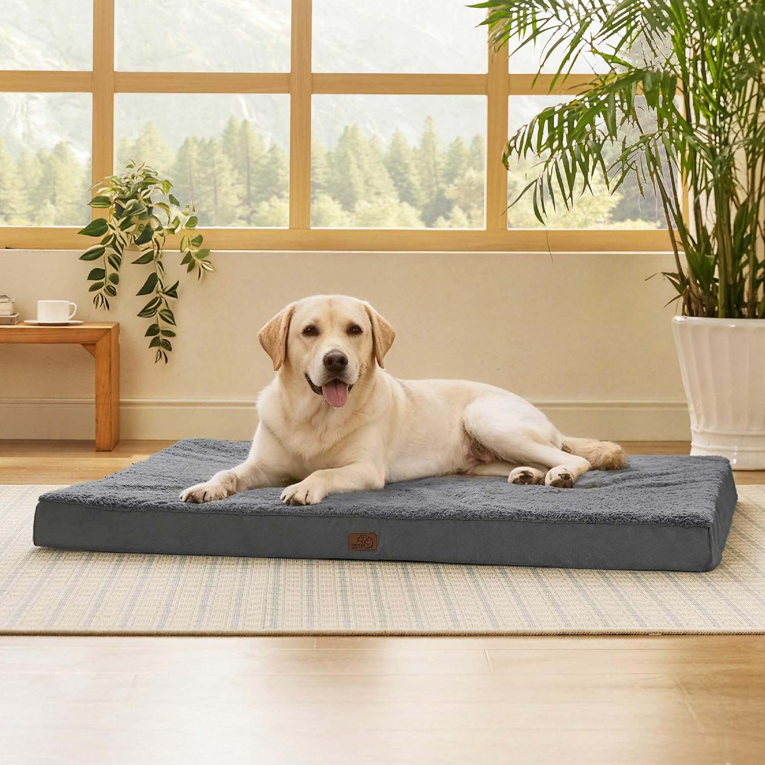 Bedsure Dog Beds Large Sized Dog - Comfy Flat Pet Beds with Removable Washable Cover, Orthopedic Egg Crate Foam Puppy Mat, Suitable for Pet Up to 65 lbs