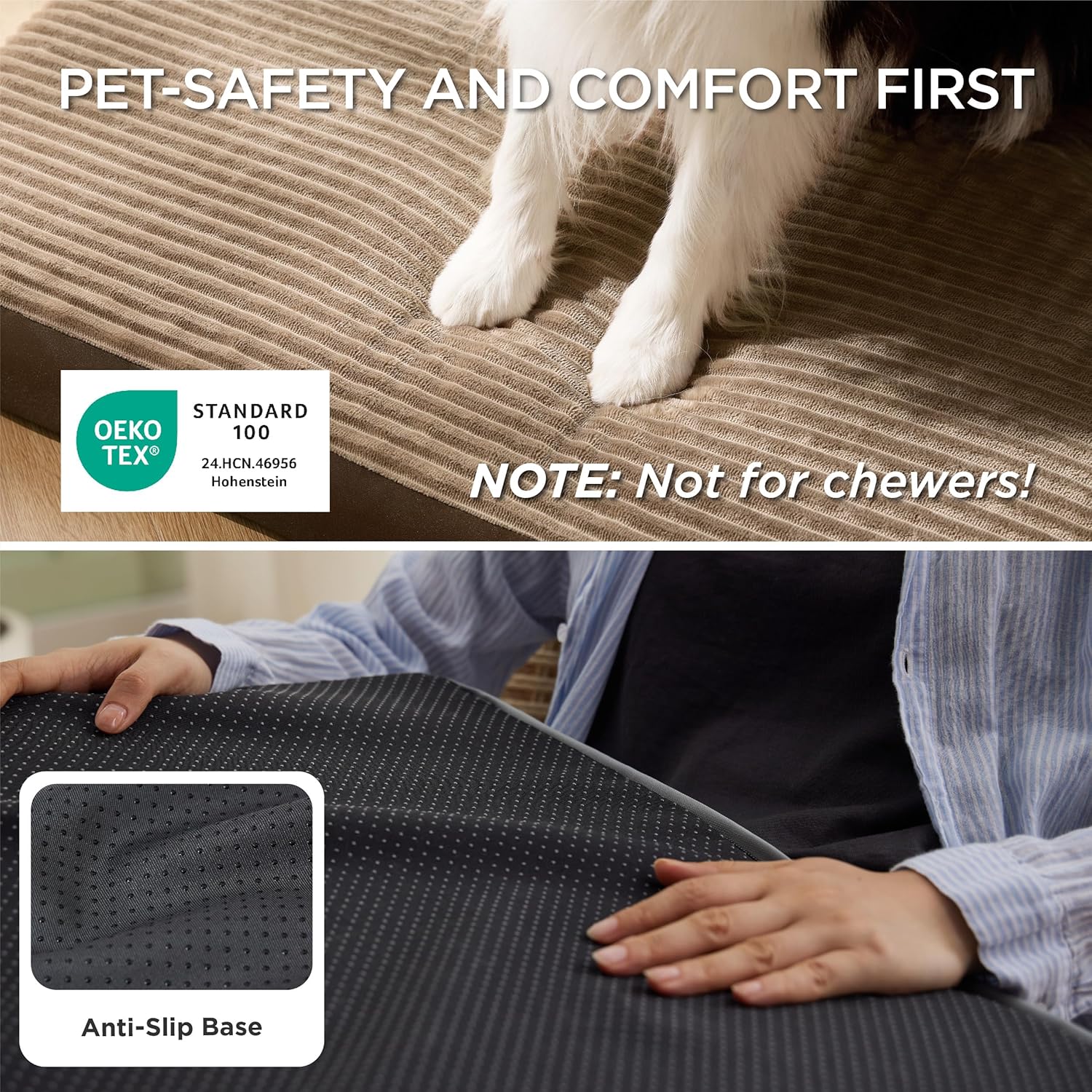 Bedsure XL Dog Bed for Crate - Large Orthopedic Pet Beds with Removable Machine Washable Cover, NOT Waterproof Egg Crate Foam Puppy Mat, Suitable for Pet Up to 80 lbs, 41"x27"x3.3", Not for Chewers